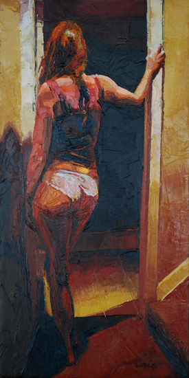 woman standing in doorway