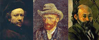 rembrant, van gogh, cezanne