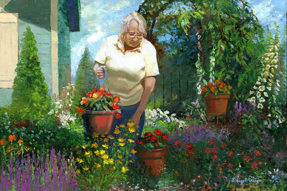 My Mother Loves Her Garden oil painting by daryl urig